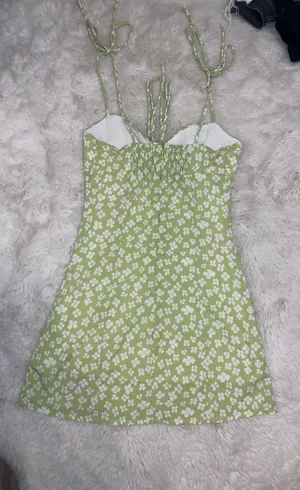 Green flower mini dress thumbnail 2