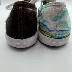 Vans Mens 6.5 Womens 8 Shoes Sneakers‎ Blue Black Art Scenes Customized Skater thumbnail 11
