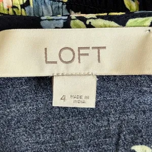 Loft Floral Knee‎ Length Dress Womens 4 Blue Viscose Dainty Romantic Boho Garden thumbnail 7