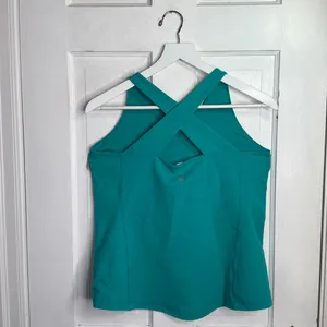 Lululemon Cross Back Zip Pocket Tank in Teal W1997 Sz 12 thumbnail 4