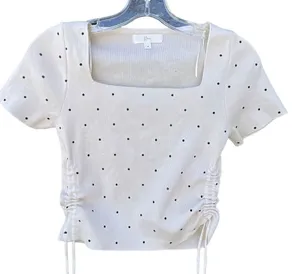 Klesis size S cropped ruched sides knit top polka dot thumbnail 1
