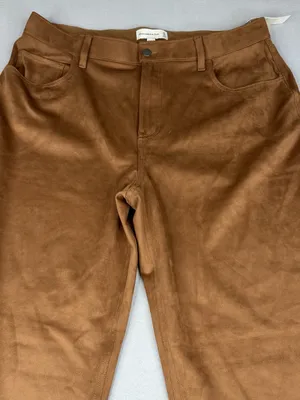 Abercrombie Curve Love 90s Relaxed Faux Suede Pants Brown NWT 34R thumbnail 2