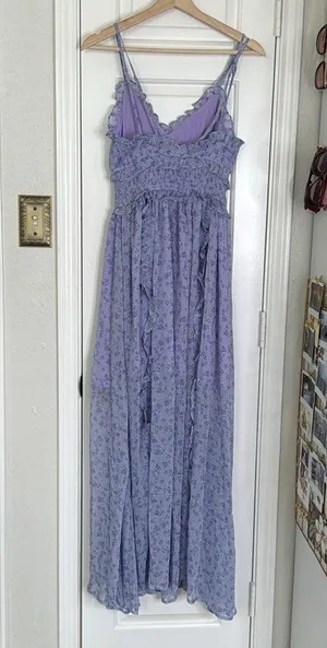Elliatt Victorian lilac floral ruffle maxi dress thumbnail 4