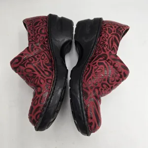 Boc Born Peggy Shoes Women’s 6 Red Embossed Tooled Slip On Floral Clogs Boho Y2K thumbnail 5