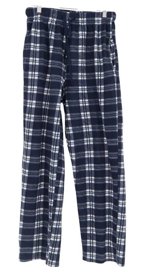 Navy Blue White Plaid Pajama Pants Cotton Blend Fleece Lounge Bottoms M/L thumbnail 1