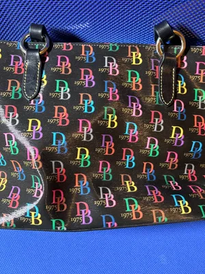 Dooney Bourke Db75 It Zip Top Black Multi Coated Canvas Tote thumbnail 2