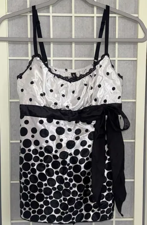 Heart Soul Polka Dot Satin Y2K Coquette Indie Sleaze Camisole Medium thumbnail 1