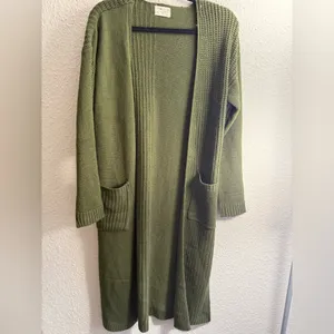 Poof Apparel Cardigan Elegant Olive Women's Size S thumbnail 2