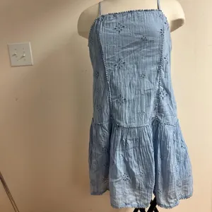 Aerie Eyelet Floral Mini Babydoll Cotton Dress Powder Blue size M thumbnail 2
