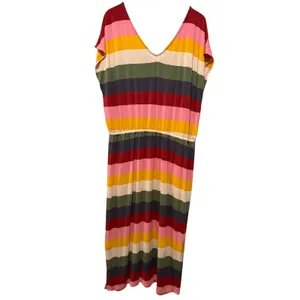 Torrid Super Soft Knit Jersey Midi Maxi Dress Sz 3X Colorful Stripe Short Sleeve thumbnail 2