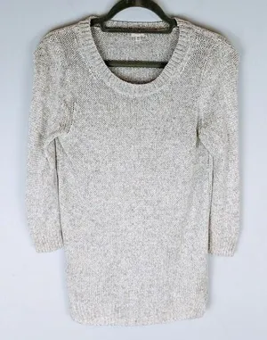 J. Crew Womens 3/4 Sleeve Knit Tunic Sweater Size XS Cream‎ Minimalist Neutral thumbnail 1