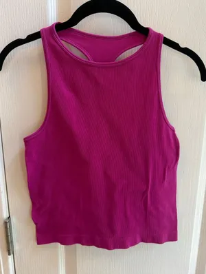 Free People Magenta Ribbed Racerback Tank M/L thumbnail 1