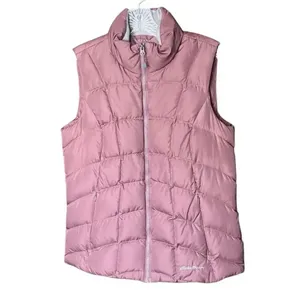 Eddie Bauer Down Filled Dusty Rose Quilted Puffer Vest Size M Hiking #762 thumbnail 2