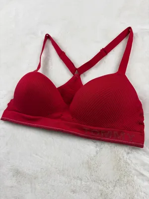Tommy Hilfiger Red Padded Wirefree Sports Bra Small thumbnail 4