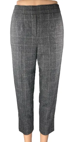Aritzia Babaton Atelier Gray Wool Plaid High Rise Tapered Trousers Pants Size 2 thumbnail 1