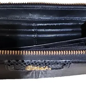 Coach Ashley Leather Wallet Accordion 3 Side Zip Black Wristlet thumbnail 4