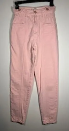WETHE FREE Free People Pink High Rise Tapered Jeans Size‎ 25 Button Tab Waist thumbnail 1