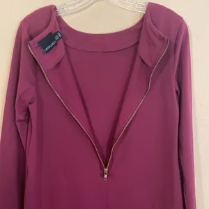 Cynthia Rowley Soft Stretch Burgundy Plum Long Sleeve Shift Dress Sz‎ 4 thumbnail 7