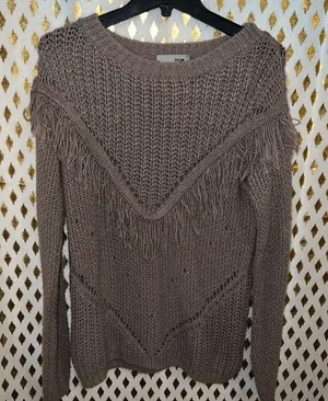 Solemio Brown sweater tassels western cowboy size S thumbnail 1