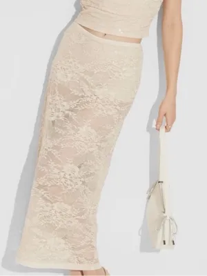 wild fable Cream Lace Maxi Skirt thumbnail 1