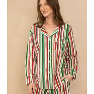 Printfresh Candy Cane Stripe Organic Cotton Pajama Top Women's‎ Medium Cozy thumbnail 2