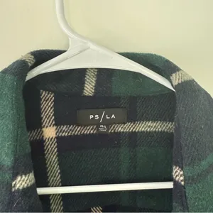 PacSun PS/LA Green & Navy Plaid Wool-Blend Shacket Size M/L thumbnail 3