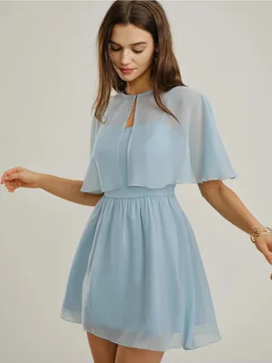 Rihoas 2-piece Blue Sweetheart Neck Chiffon Mini Dress thumbnail 4
