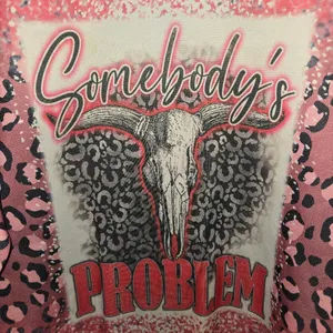 Pink Leopard Print Women's Sweater Crewneck Western Somebody's Problem Size XL thumbnail 5