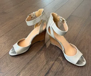 Nine West Wedge Ankle-Strap Sandals in Taupe - C16-026 thumbnail 1