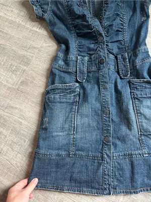 Vintage Hydraulic Y2K Denim Short Sleeve Button Down Mini Dress Size 0 XS thumbnail 3