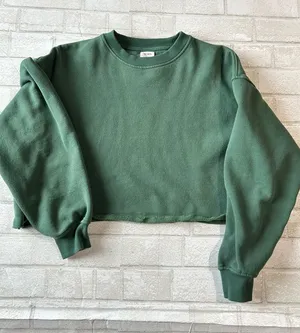 Cotton On Cropped Crewneck Sweatshirt - Green thumbnail 1