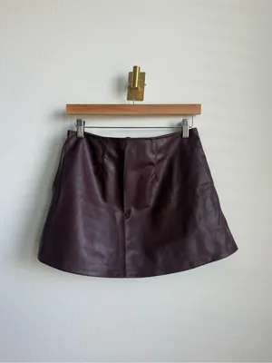 Wild Fable Burgundy Faux Leather Mini Skort Fall Size Small NWT thumbnail 7