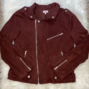 Pixley Brown and Silver Suede Biker Jacket Size M thumbnail 1