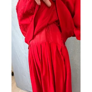 Vintage Karin Stevens Red‎ Beaded Overlay Maxi Dress 80s 90s thumbnail 13