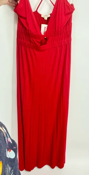NWT Rolla Coster Women Red Maxi Dress Halter Adjustable Straps Medium thumbnail 1