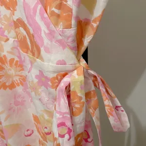Charlie Holiday Calile Floral Wrap Mini Dress Linen Puff Sleeve Cottagecore thumbnail 9