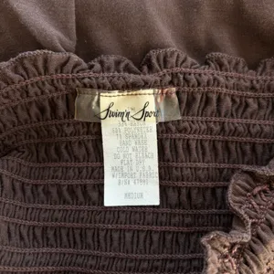 Vintage Swim n Sport Dress Medium Brown Strapless Smocked Y2K Resort Beach Cover thumbnail 4