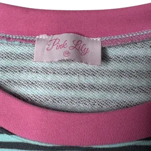 Pink Lily Mint Pink Striped Oversized Boxy Sweatshirt Medium Retro 80s thumbnail 7