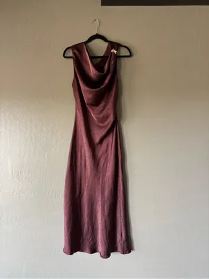 Allie Rose Cowl Neck Midi Dress in Wine thumbnail 3