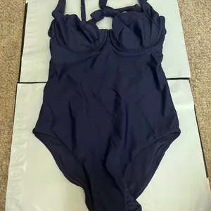 New Quince Italian Underwire One Piece Womens Swimsuit Deep Navy Blue Size Large thumbnail 3
