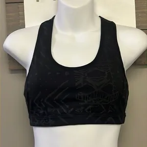 Free People Movement Black/Gray/Coral Abstract Pullover Zip-Up Sports Bra- Small thumbnail 1