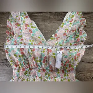 Anthropologie Love the‎ Label Floral Ruffle Mini Dress NWT size medium thumbnail 6