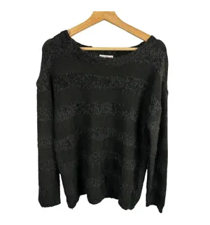 Joseph A Womens size Large Black Knit Eyelash Mixed Media Sweater thumbnail 1