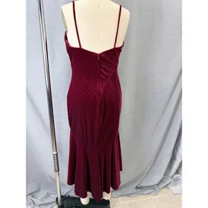 THEIA Burgundy Velvet Spaghetti Strap Mermaid Trumpet Gown‎ NWT Size 8 $495 thumbnail 3