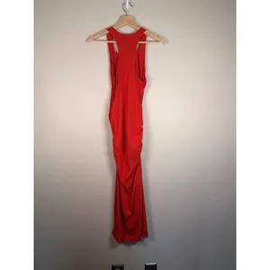 Michael Stars Red Ruched Racerback‎ Midi Bodycon Dress 9579 Womens Large thumbnail 4