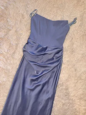 NWOT Betsy & Adam strapless mixed media periwinkle blue gown Sz 8 thumbnail 5