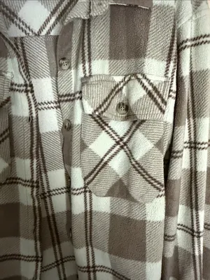 Streetwear Society Plaid Button-Down Shirt Jacket - Cream & Brown thumbnail 4