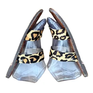 Sam Edelman Leopard Print Fur‎ Slide Sandals Women's Size 6 Brown thumbnail 3