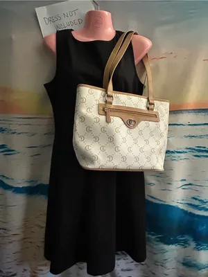CL Women’s White & Tan Logo-Print Tote Bag Purse thumbnail 3