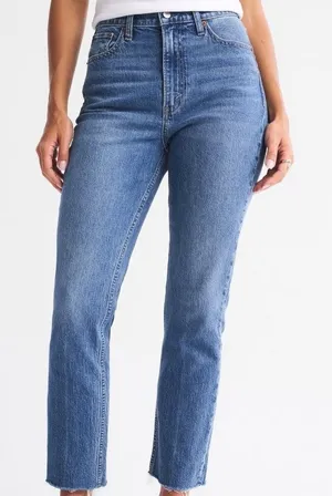 Abercrombie & Fitch Ankle Straight Ultra High Rise Jeans Size 26 Blue Minimalist thumbnail 1